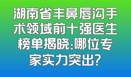 湖南省丰鼻唇沟手术领域前十强医生榜单揭晓：哪位专家实力突出？