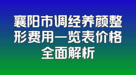 襄阳市调经养颜整形费用一览表价格全面解析