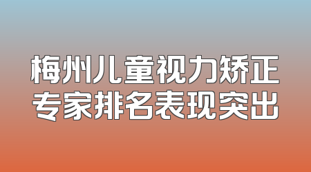 梅州儿童视力矫正专家排名表现突出