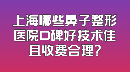 上海哪些鼻子整形医院口碑好技术佳且收费合理？