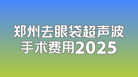 郑州去眼袋超声波手术费用2025