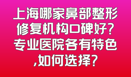 上海哪家鼻部整形修复机构口碑好？专业医院各有特色，如何选择？
