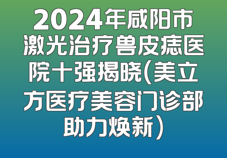 2024年咸阳市激光治疗兽皮痣医院十强揭晓(美立方医疗美容门诊部助力焕新)