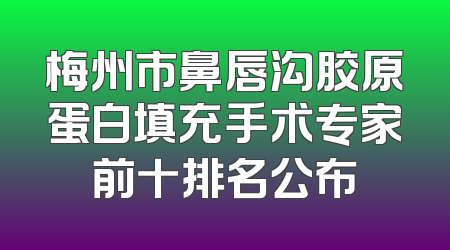 梅州市鼻唇沟胶原蛋白填充手术专家前十排名公布