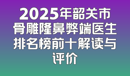 2025年韶关市骨雕隆鼻弊端医生排名榜前十解读与评价