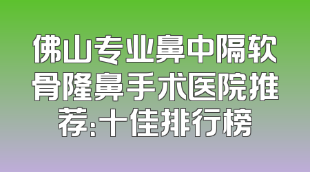 佛山专业鼻中隔软骨隆鼻手术医院推荐：十佳排行榜