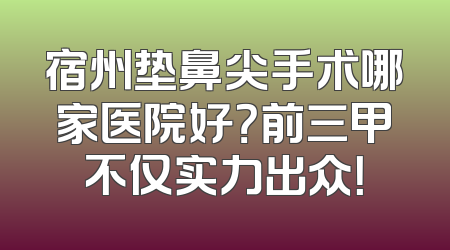 宿州垫鼻尖手术哪家医院好？前三甲不仅实力出众！