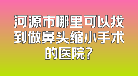 河源市哪里可以找到做鼻头缩小手术的医院？