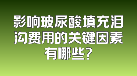 影响玻尿酸填充泪沟费用的关键因素有哪些？