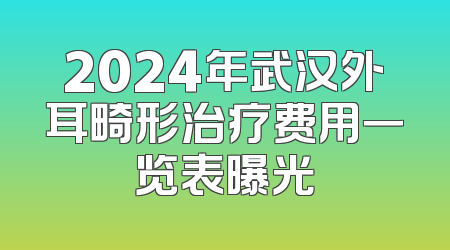 2024年武汉外耳畸形治疗费用一览表曝光