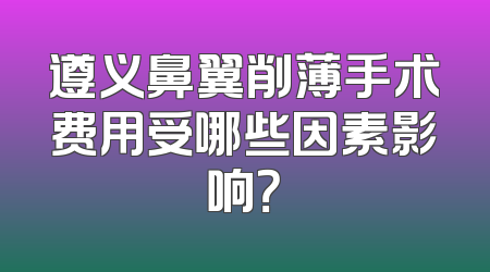遵义鼻翼削薄手术费用受哪些因素影响？