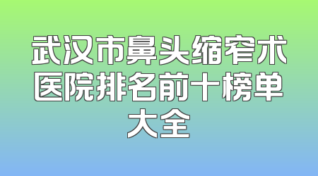 武汉市鼻头缩窄术医院排名前十榜单大全