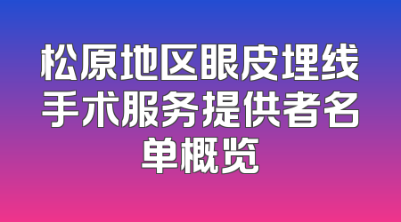 松原地区眼皮埋线手术服务提供者名单概览