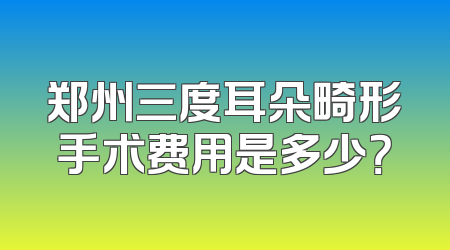 郑州三度耳朵畸形手术费用是多少？