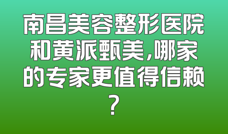 南昌美容整形医院和黄派甄美，哪家的专家更值得信赖？