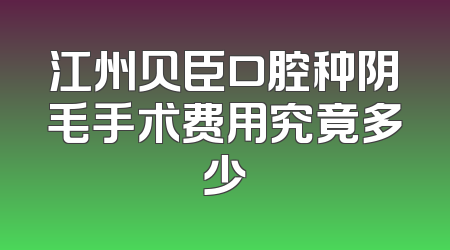 江州贝臣口腔种阴毛手术费用究竟多少
