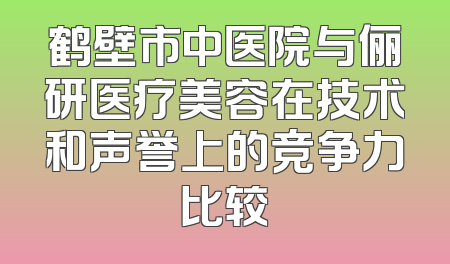鹤壁市中医院与俪研医疗美容在技术和声誉上的竞争力比较