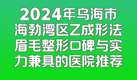 2024年乌海市海勃湾区Z成形法眉毛整形口碑与实力兼具的医院推荐