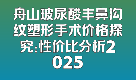 舟山玻尿酸丰鼻沟纹塑形手术价格探究：性价比分析2025