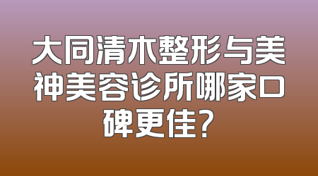 大同清木整形与美神美容诊所哪家口碑更佳？