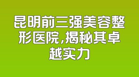 昆明前三强美容整形医院，揭秘其卓越实力