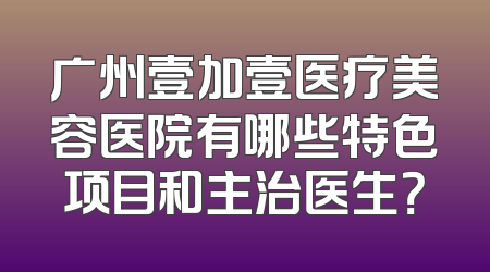 广州壹加壹医疗美容医院有哪些特色项目和主治医生？