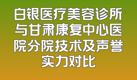 白银医疗美容诊所与甘肃康复中心医院分院技术及声誉实力对比