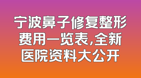 宁波鼻子修复整形费用一览表，全新医院资料大公开