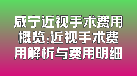 咸宁近视手术费用概览：近视手术费用解析与费用明细