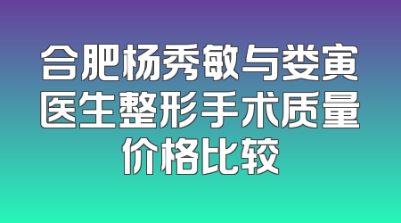 合肥杨秀敏与娄寅医生整形手术质量价格比较