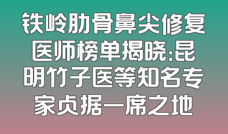 铁岭肋骨鼻尖修复医师榜单揭晓：昆明竹子医等知名专家占据一席之地