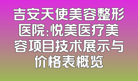 吉安天使美容整形医院：悦美医疗美容项目技术展示与价格表概览