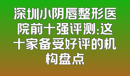 深圳小阴唇整形医院前十强评测：这十家备受好评的机构盘点