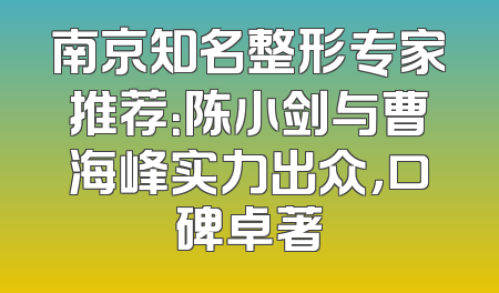 南京知名整形专家推荐：陈小剑与曹海峰实力出众，口碑卓著