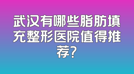 武汉有哪些脂肪填充整形医院值得推荐？