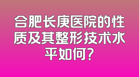 合肥长庚医院的性质及其整形技术水平如何？