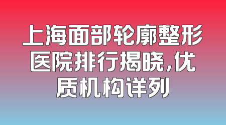 上海面部轮廓整形医院排行揭晓，优质机构详列