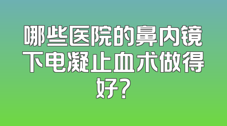 哪些医院的鼻内镜下电凝止血术做得好？