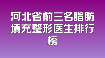 河北省前三名脂肪填充整形医生排行榜