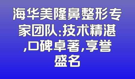 海华美隆鼻整形专家团队：技术精湛，口碑卓著，享誉盛名