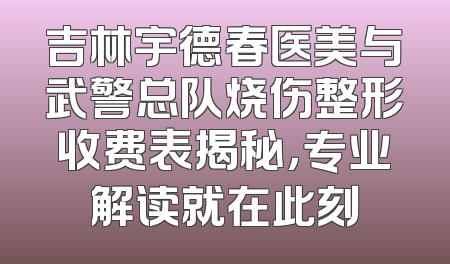 吉林宇德春医美与武警总队烧伤整形收费表揭秘，专业解读就在此刻