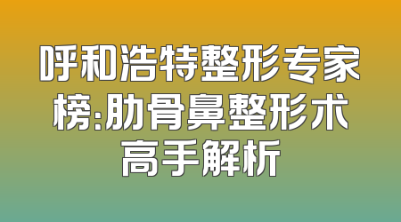 呼和浩特整形专家榜：肋骨鼻整形术高手解析