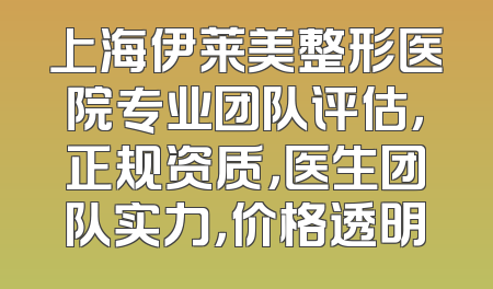 上海伊莱美整形医院专业团队评估，正规资质，医生团队实力，价格透明