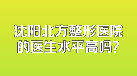 沈阳北方整形医院的医生水平高吗？