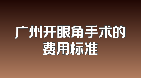 广州开眼角手术的费用标准