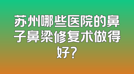 苏州哪些医院的鼻子鼻梁修复术做得好？