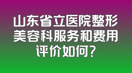 山东省立医院整形美容科服务和费用评价如何？