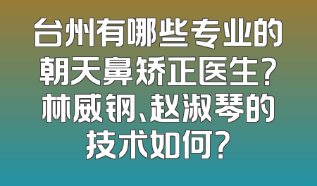 台州有哪些专业的朝天鼻矫正医生？林威钢、赵淑琴的技术如何？