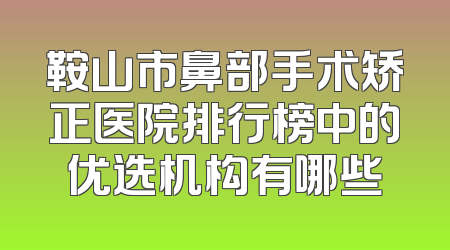 鞍山市鼻部手术矫正医院排行榜中的优选机构有哪些