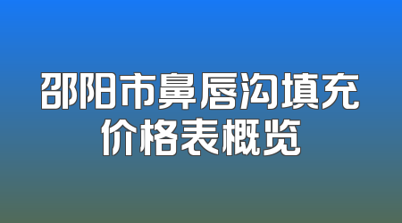 邵阳市鼻唇沟填充价格表概览